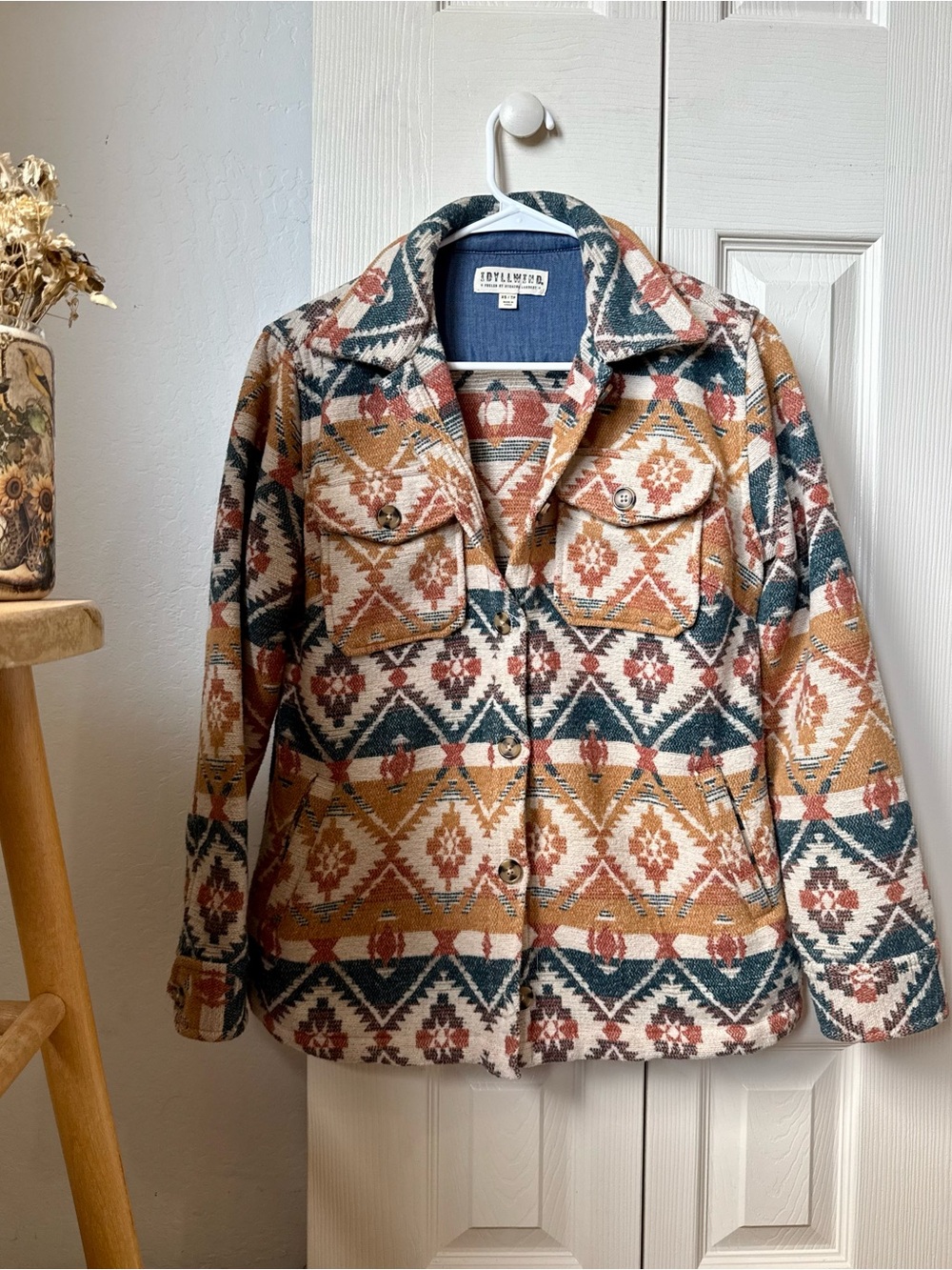 Idyllwind Aztec Utility Jacket in Rust, Teal & Cream